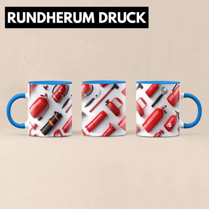 Feuerwehr Tasse Geschenk Feuerwehrmann 3D Tasse Blau Trendation
