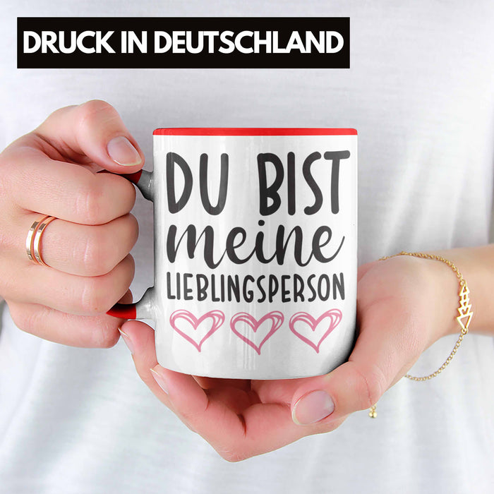 Trendation - Lieblingsmensch Lieblingsperson Tasse Geschenk Beste Freundin Freund Tasse mit Spruch Rot Trendation