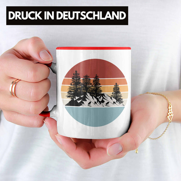 Retro Wald Tasse Geschenk Outdoor Natur Berge Rot Trendation