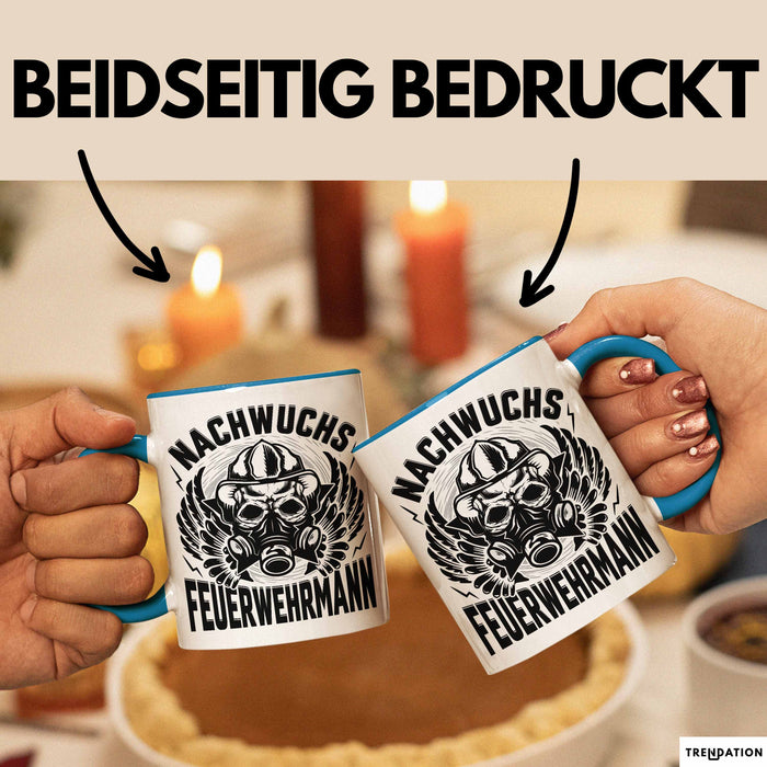 Nachwuchs Feuerwehrmann Tasse Geschenk Jungs Jungen Geschenkidee Freiwillige Feuerwehr Kaffee-Becher Blau Trendation