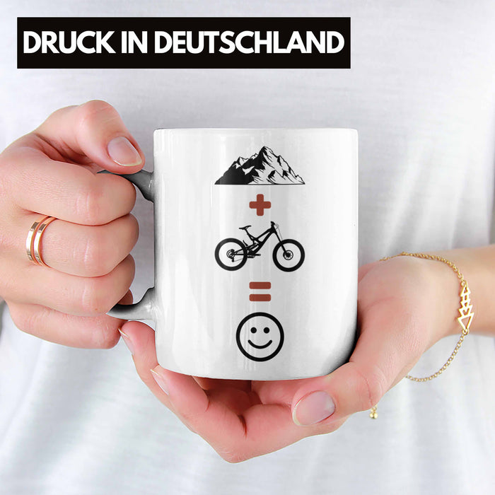 Mountainbike Tasse Geschenk Berge Downhill MTB Fahrer Geschenkidee Weiß Trendation