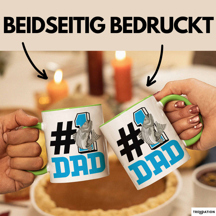 Fischer Nummer 1 Dad Vater Tasse Geschenk Angler Papa Geschenkidee Bester Papa Der Welt Vatertag Lustige Geschenkidee Grün Trendation