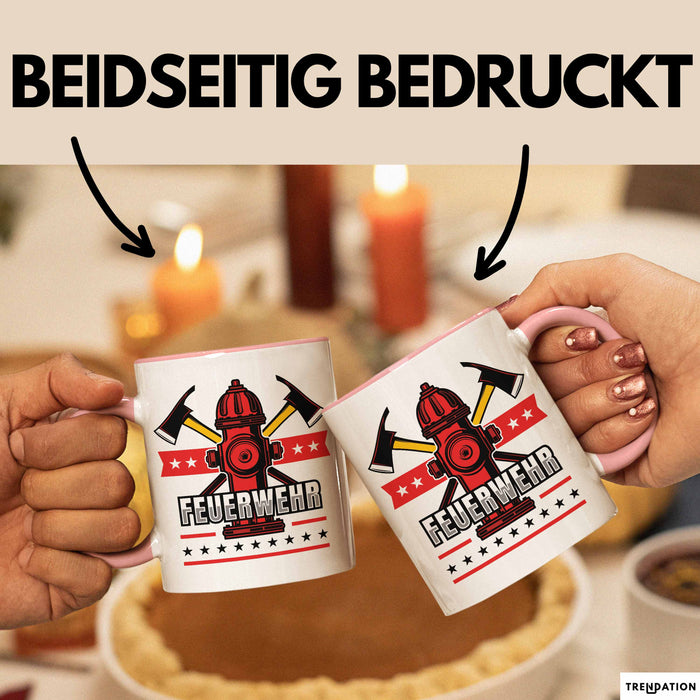 Feuerwehr Tasse Geschenk Für Feuerwehrmann Geschenkidee Hydrant Rosa Trendation