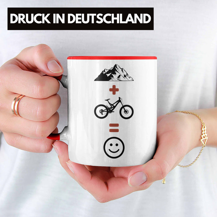Mountainbike Tasse Geschenk Berge Downhill MTB Fahrer Geschenkidee Rot Trendation