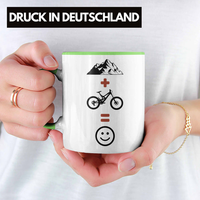 Mountainbike Tasse Geschenk Berge Downhill MTB Fahrer Geschenkidee Grün Trendation