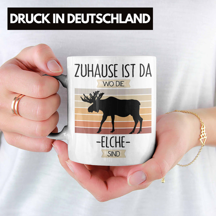 Elche Tasse Geschenk Geschenkidee Lustiger Spruch Zuhause Ist Da Wo Die Elche Sind Kanada Schweden Weiß Trendation