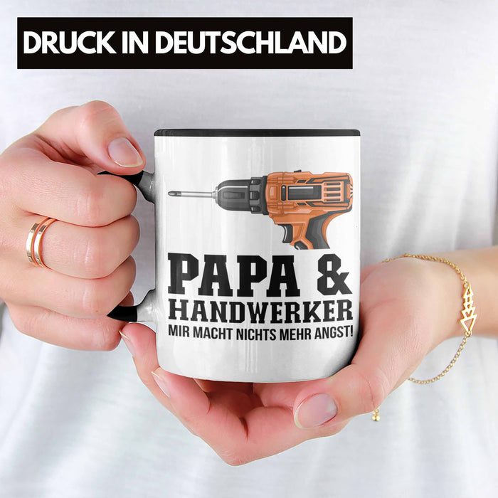 Papa und Handwerker Tasse Geschenkidee Vater für Handwerker Geburtstag Vatertag Spruch Geschenkidee Trendation