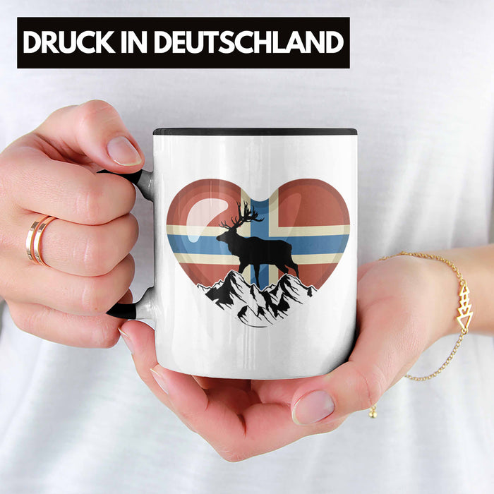 Norwegen Geschenke Tasse Flagge Nordkap Elch Norway Grafik Herz Trendation