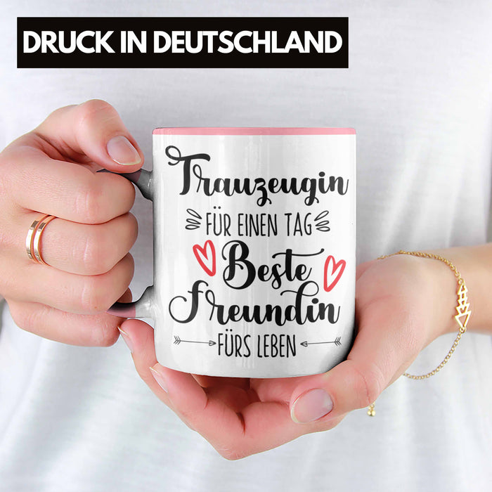 Trauzeugin Tasse Geschenk Beste Freundin Überraschung Beste Trauzeugin Spruch Geschenkidee Rosa Trendation