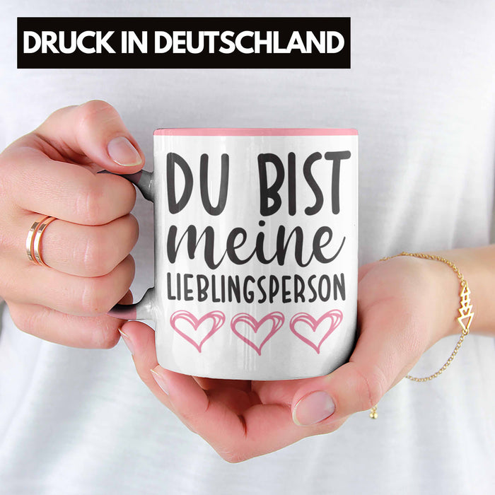 Trendation - Lieblingsmensch Lieblingsperson Tasse Geschenk Beste Freundin Freund Tasse mit Spruch Rosa Trendation
