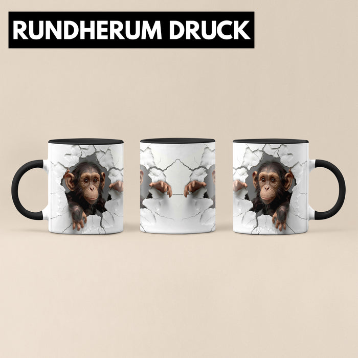 Affen Tasse 3D Chimpansen Kaffee-Becher Geschenkidee Affen-Liebhaber Trendation