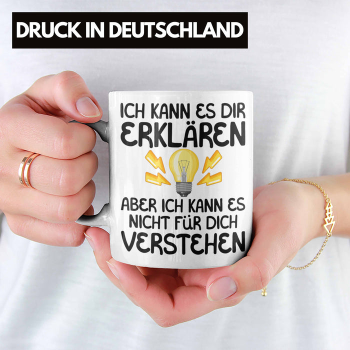 Elektriker Lehrer Geschenk Tasse Lustiger Spruch Geschenkidee für Elektrik Studenten Kaffeetasse Becher Weiß Trendation