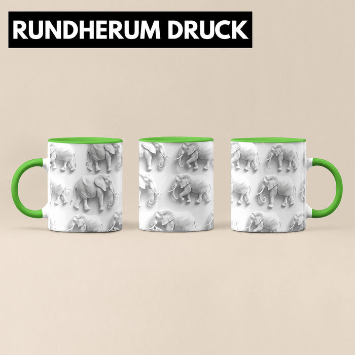 Elefanten 3D Tasse Geschenk Elefanten-Liebhaber Geschenkidee Steine Grün Trendation