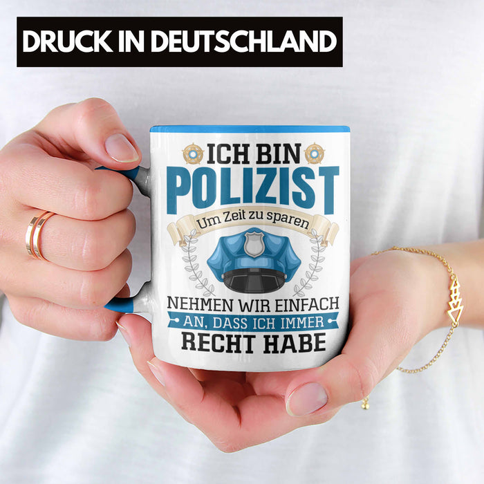 Polizist Tasse Geschenk Lustiger Spruch Männer Bester Polizei Blau Trendation