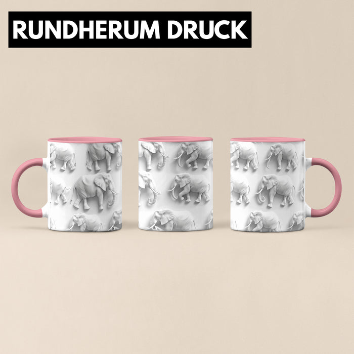 Elefanten 3D Tasse Geschenk Elefanten-Liebhaber Geschenkidee Steine Rosa Trendation