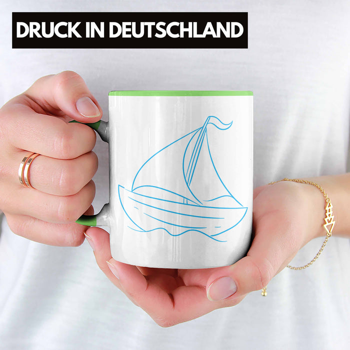 Segelboot Tasse Lustiges Geschenk für Segler Kapitäne Geschenkidee Grün Trendation