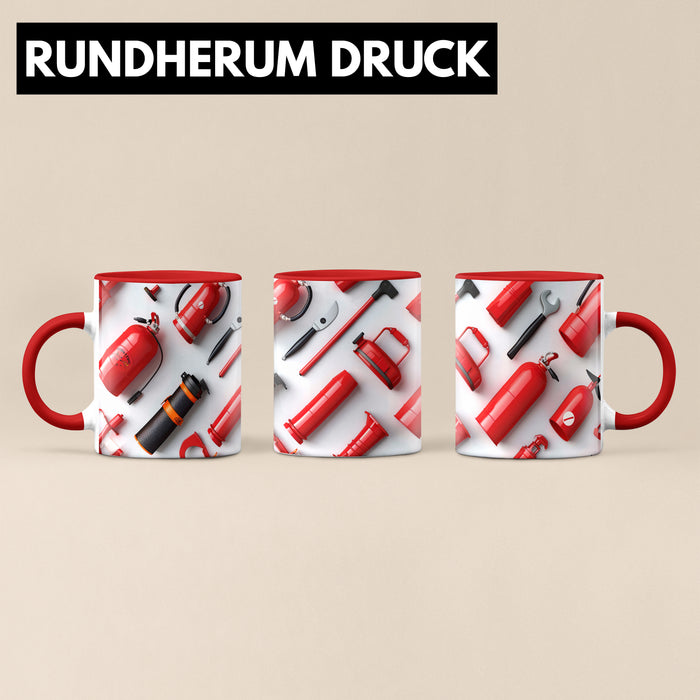 Feuerwehr Tasse Geschenk Feuerwehrmann 3D Tasse Rot Trendation