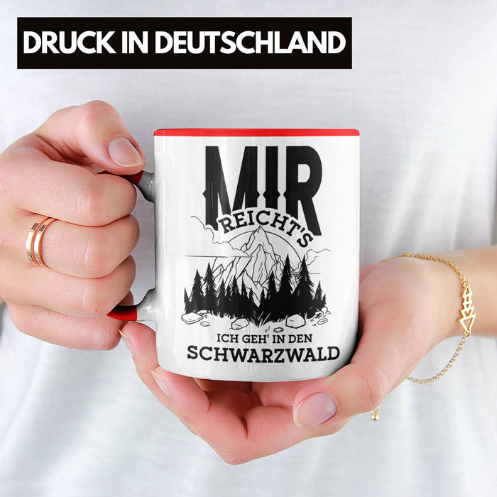 Schwarzwald Wanderer Tasse mit lustigem Spruch - Geschenk für Naturfreunde und Wanderliebhaber Rot Trendation