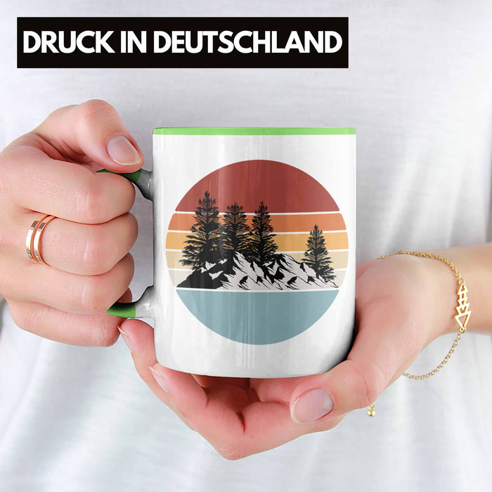 Retro Wald Tasse Geschenk Outdoor Natur Berge Grün Trendation