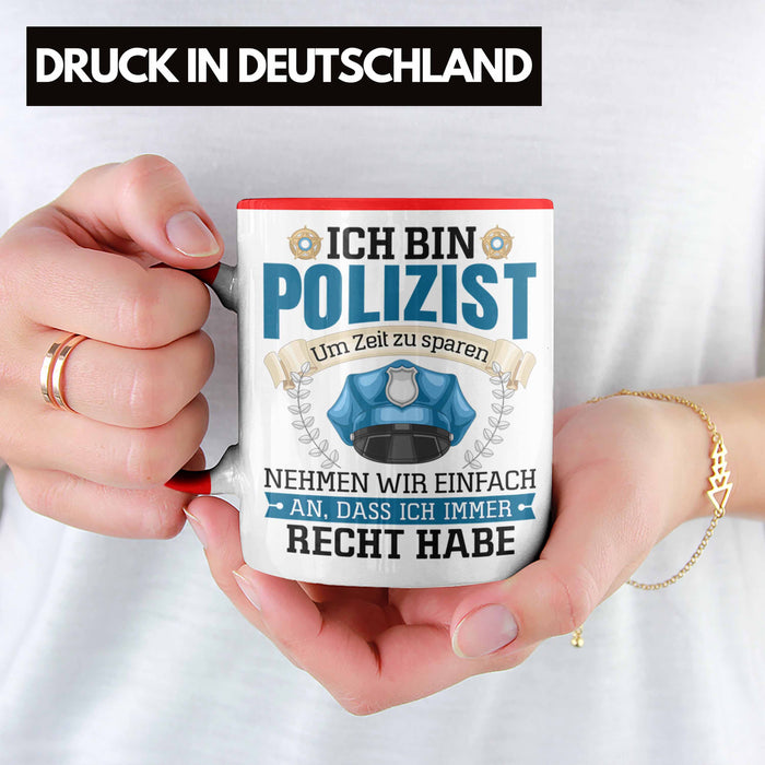 Polizist Tasse Geschenk Lustiger Spruch Männer Bester Polizei Rot Trendation