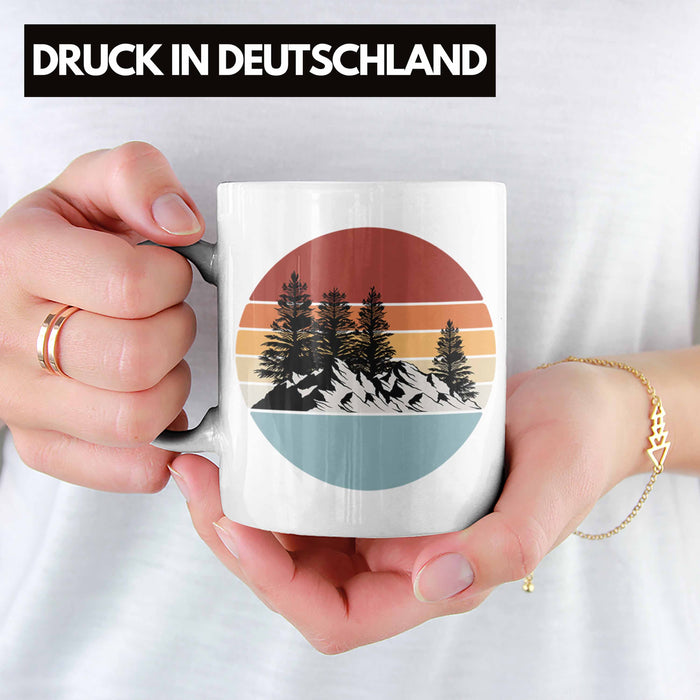Retro Wald Tasse Geschenk Outdoor Natur Berge Weiß Trendation