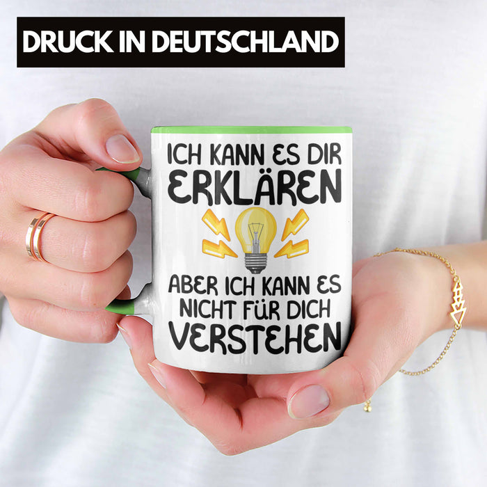 Elektriker Lehrer Geschenk Tasse Lustiger Spruch Geschenkidee für Elektrik Studenten Kaffeetasse Becher Grün Trendation