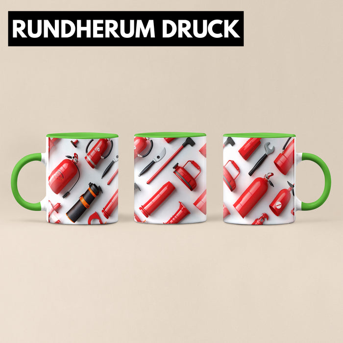 Feuerwehr Tasse Geschenk Feuerwehrmann 3D Tasse Grün Trendation