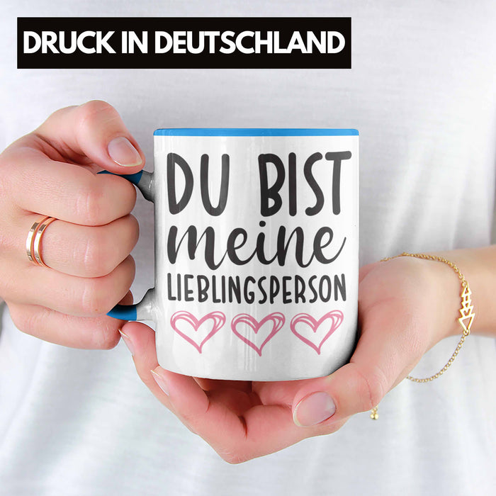 Trendation - Lieblingsmensch Lieblingsperson Tasse Geschenk Beste Freundin Freund Tasse mit Spruch Blau Trendation