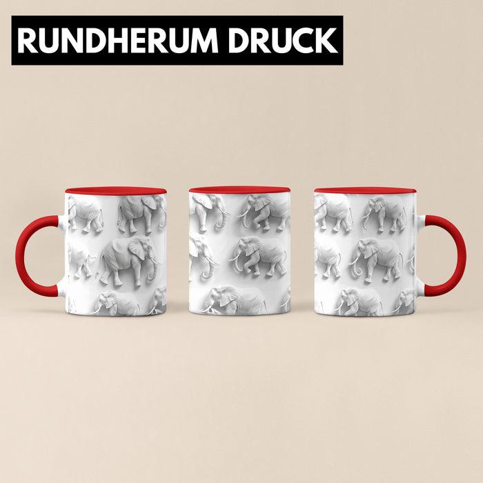 Elefanten 3D Tasse Geschenk Elefanten-Liebhaber Geschenkidee Steine Rot Trendation