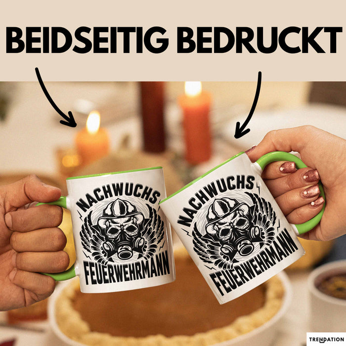 Nachwuchs Feuerwehrmann Tasse Geschenk Jungs Jungen Geschenkidee Freiwillige Feuerwehr Kaffee-Becher Grün Trendation