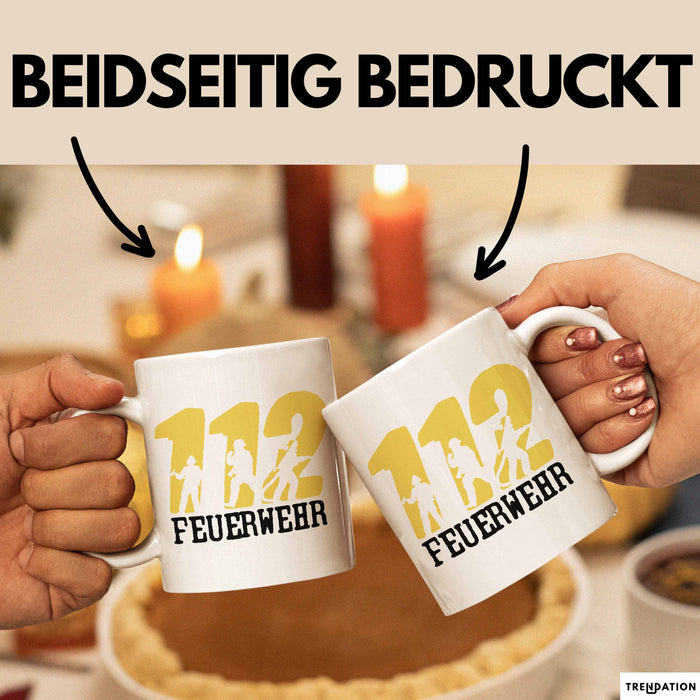 Feuerwehr Tasse Geschenk Für Feuerwehrmann Geschenkidee Hydrant 112 Weiß Trendation