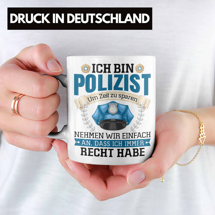 Polizist Tasse Geschenk Lustiger Spruch Männer Bester Polizei Weiß Trendation