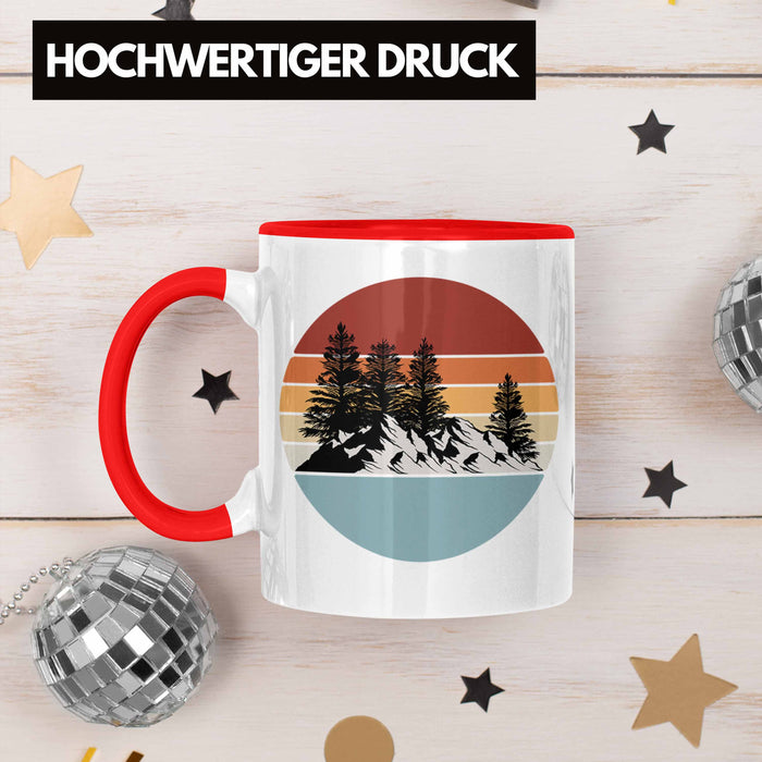 Retro Wald Tasse Geschenk Outdoor Natur Berge Rot Trendation
