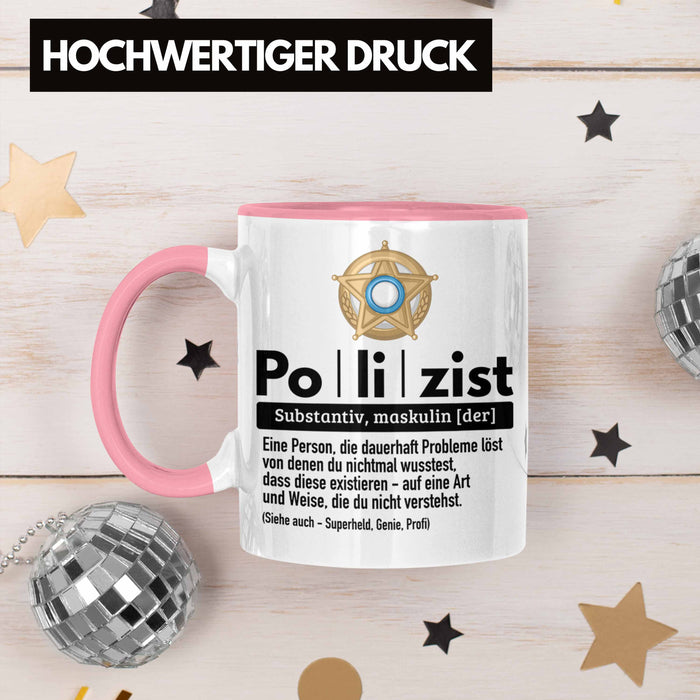 Polizist Tasse Geschenk Lustiger Spruch Definition Bester Polizei Rosa Trendation