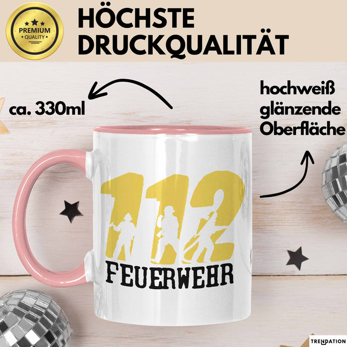 Feuerwehr Tasse Geschenk Für Feuerwehrmann Geschenkidee Hydrant 112 Rosa Trendation
