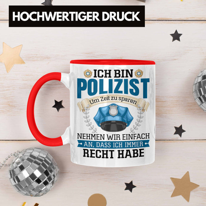 Polizist Tasse Geschenk Lustiger Spruch Männer Bester Polizei Rot Trendation