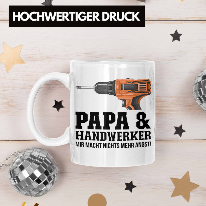 Papa und Handwerker Tasse Geschenkidee Vater für Handwerker Geburtstag Vatertag Spruch Geschenkidee Weiß Trendation