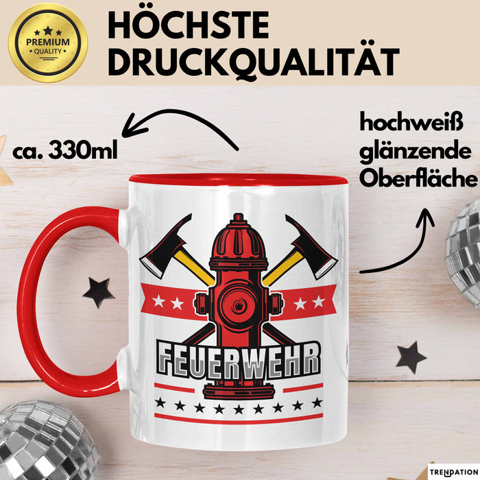 Feuerwehr Tasse Geschenk Für Feuerwehrmann Geschenkidee Hydrant Rot Trendation