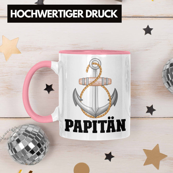 Papitän Tasse Geschenk Vater Kapitän Geschenkidee zum Vatertag Papa Boot Rosa Trendation