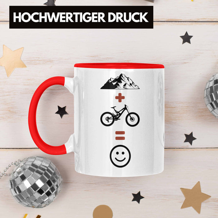 Mountainbike Tasse Geschenk Berge Downhill MTB Fahrer Geschenkidee Rot Trendation