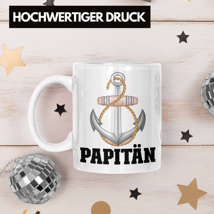 Papitän Tasse Geschenk Vater Kapitän Geschenkidee zum Vatertag Papa Boot Weiß Trendation