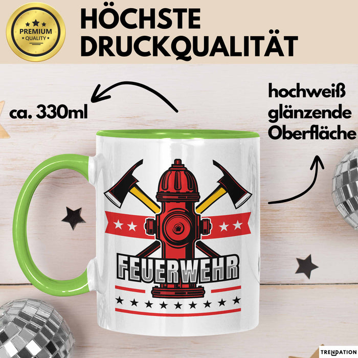 Feuerwehr Tasse Geschenk Für Feuerwehrmann Geschenkidee Hydrant Grün Trendation
