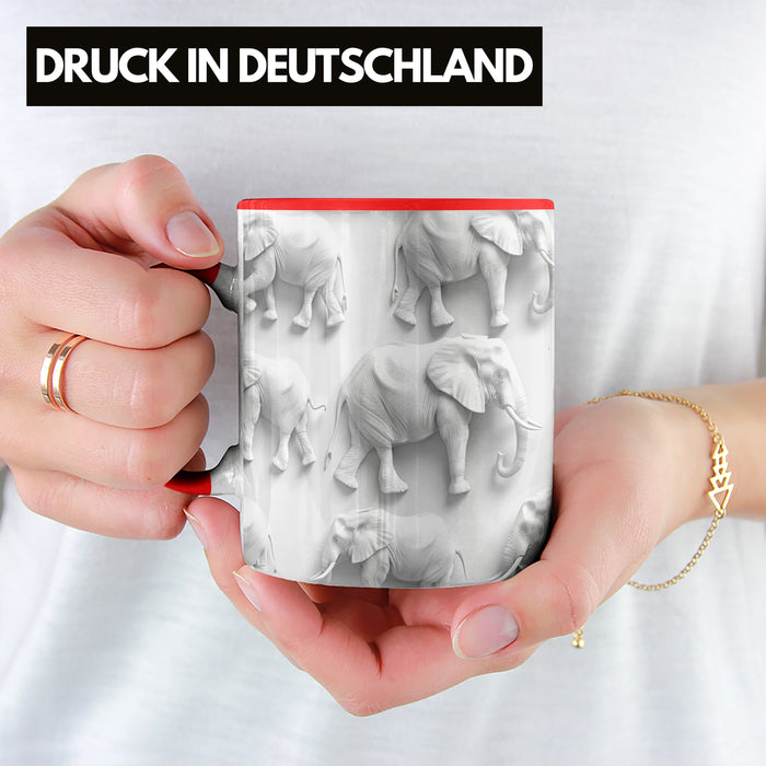Elefanten 3D Tasse Geschenk Elefanten-Liebhaber Geschenkidee Steine Rot Trendation