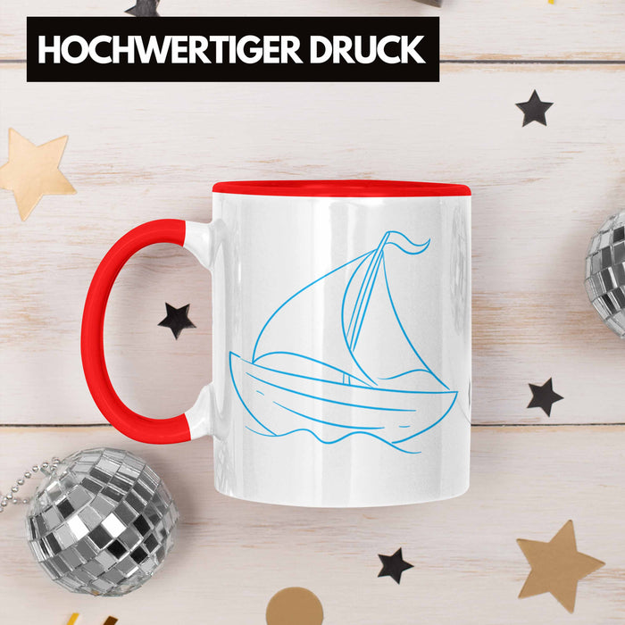 Segelboot Tasse Lustiges Geschenk für Segler Kapitäne Geschenkidee Rot Trendation