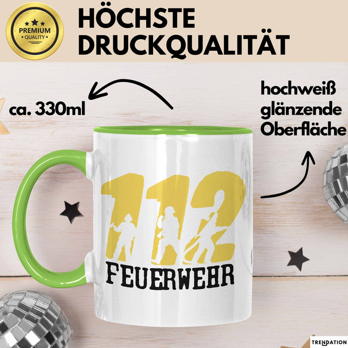 Feuerwehr Tasse Geschenk Für Feuerwehrmann Geschenkidee Hydrant 112 Grün Trendation
