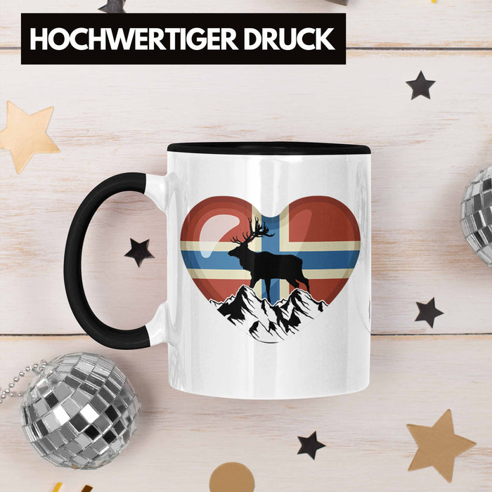 Norwegen Geschenke Tasse Flagge Nordkap Elch Norway Grafik Herz Trendation
