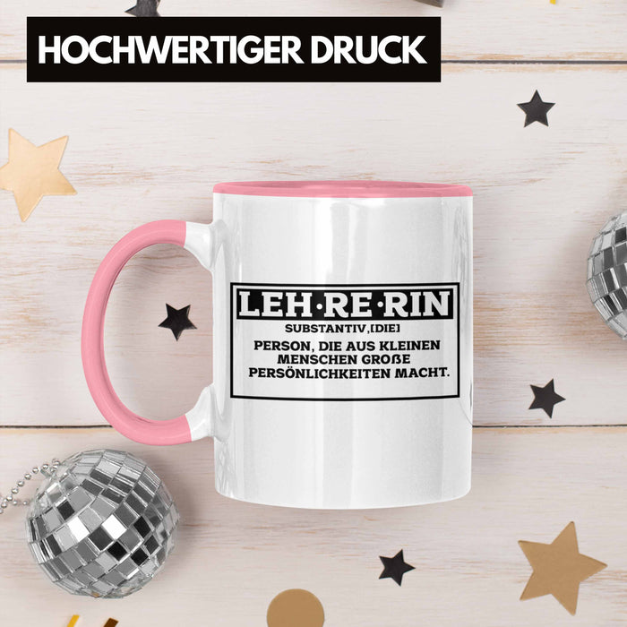 Lehrerin Tasse Abschiedsgeschenk für Lehrerinnen Geschenkidee Abschied Rosa Trendation
