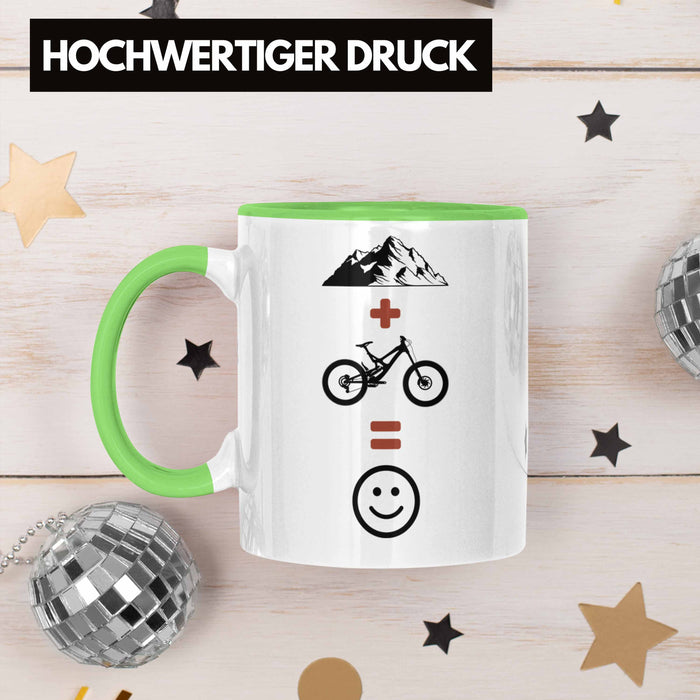 Mountainbike Tasse Geschenk Berge Downhill MTB Fahrer Geschenkidee Grün Trendation