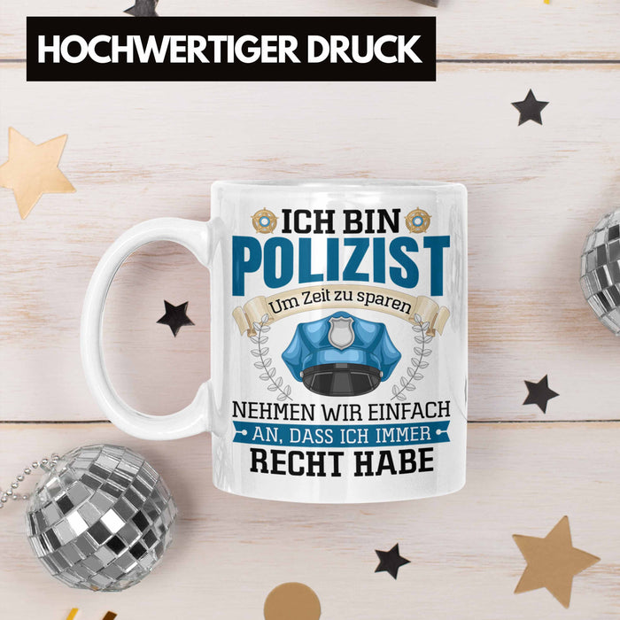 Polizist Tasse Geschenk Lustiger Spruch Männer Bester Polizei Weiß Trendation