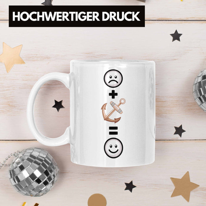 Kapitän Tasse Geschenk für Boots Anker Geburtstag Lustige Geschenkidee :( + Anker = :) Weiß Trendation